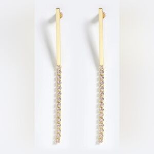 Emma Pills Long Night Ahead Earings 18k Goldplated Sterling Silver 4' Long New